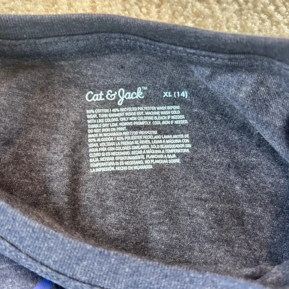 Cat & Jack Boys XL 14 Aspen Colorado Mountain Graphic Long Sleeve Tee Navy Blue